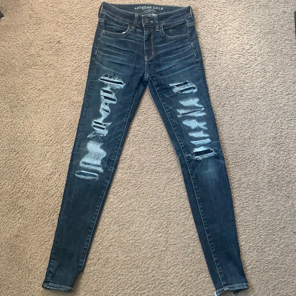 AMERICAN EAGLE WOMEN’S - super super stretch x size 2 long jeans